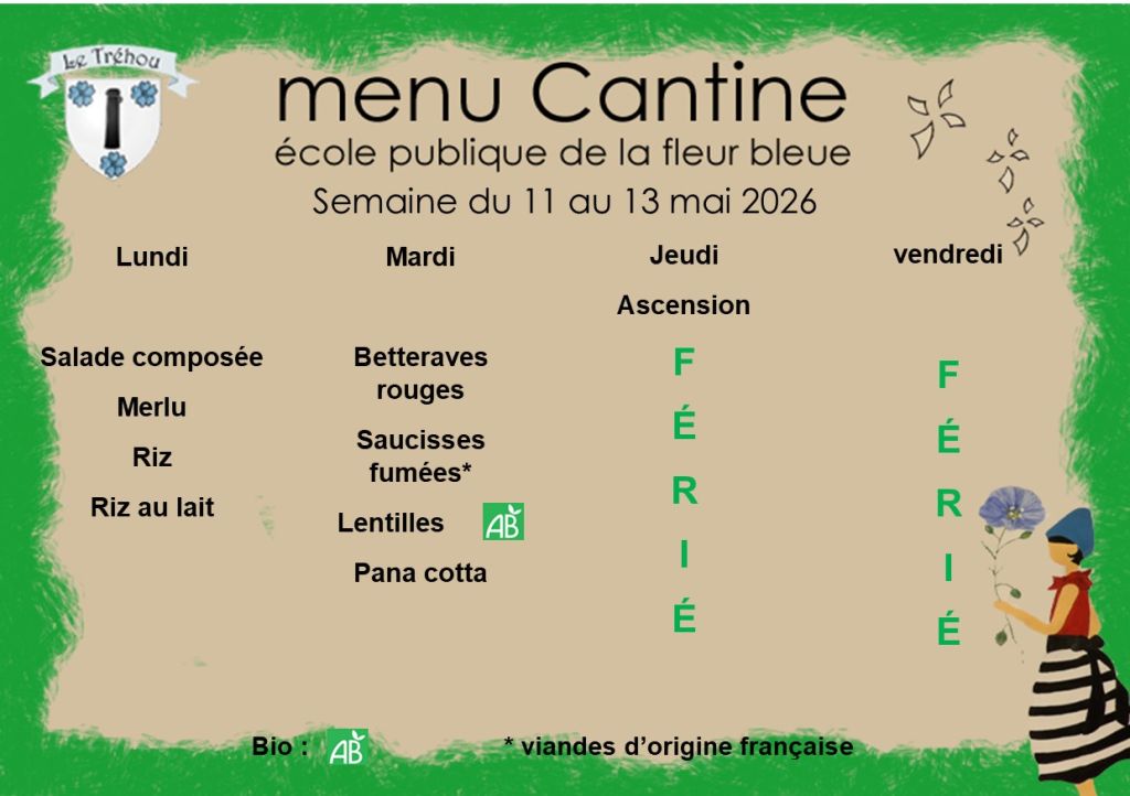 menu du 11 au 13 mai 2026