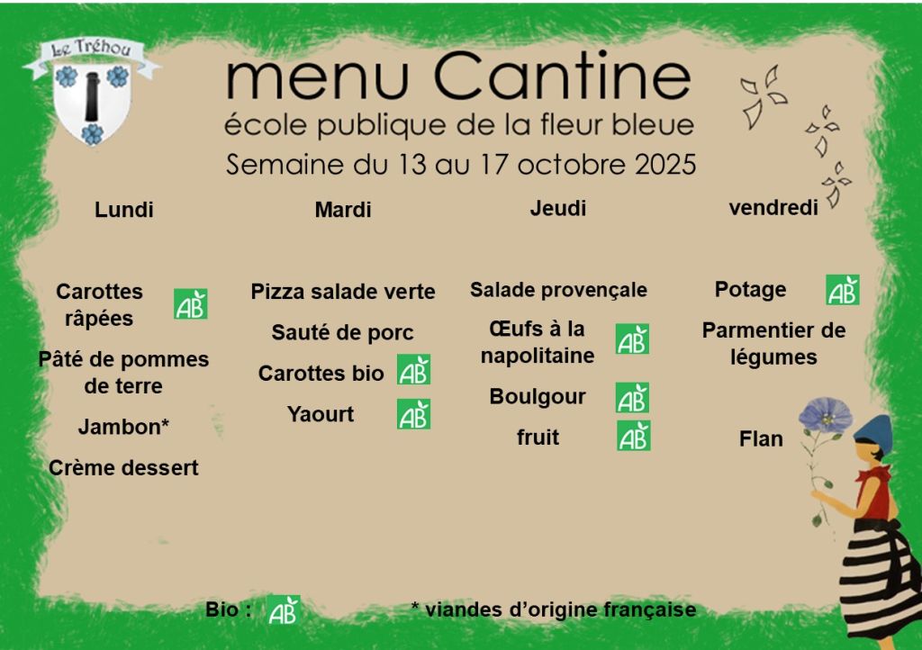 menu du 13 au 17.10.2025