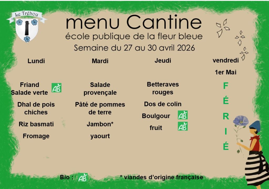 menu du 27 au 30 avril 2026